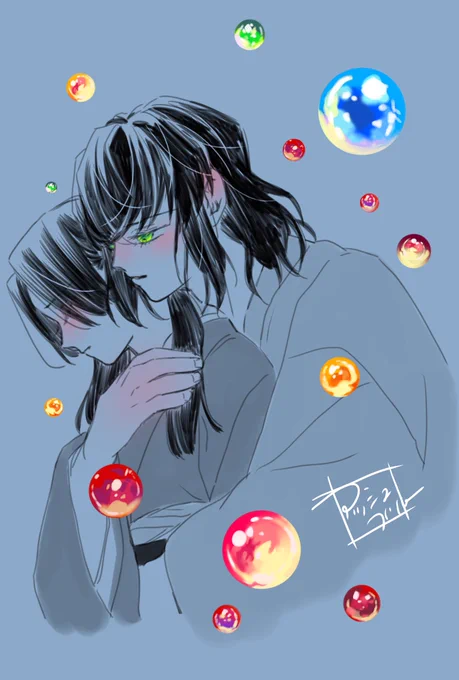 #伊アオ版深夜のお絵描き60分一本勝負参加させていただきますお題:涙色所要時間:60分様々な色をのせた雫 