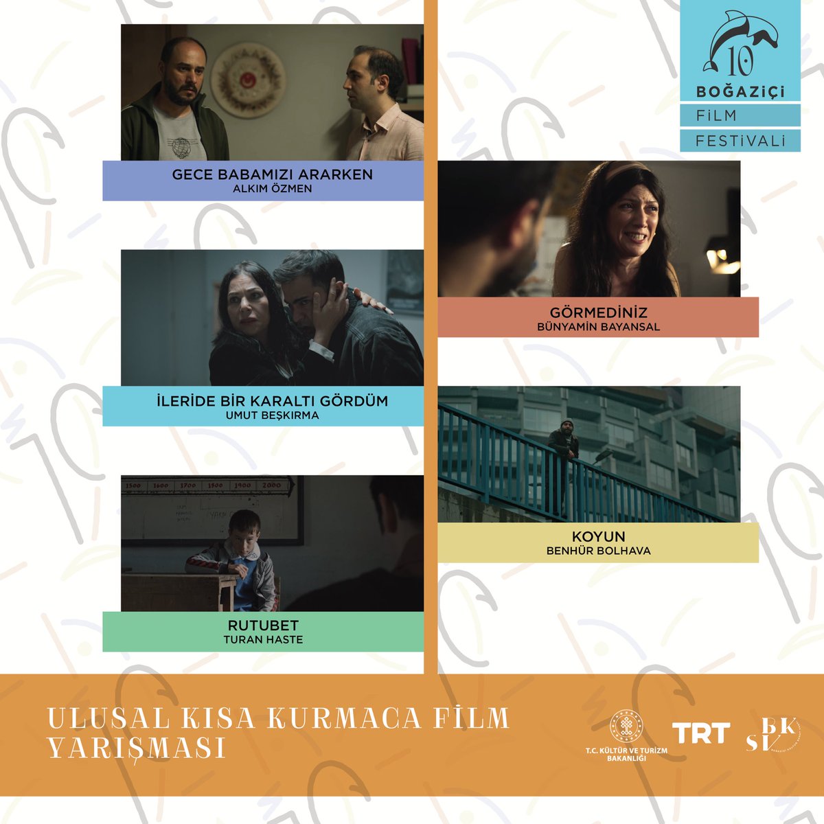 BogaziciFF's tweet photo. 10. #BoğaziçiFF | Ulusal Kısa Kurmaca Film Yarışması 

🐬 Babamın Öldüğü Gün
🐬 Ben Tek Siz Hepiniz
🐬 Birlikte, Yalnız
🐬 Bugün Değil
🐬 Cehennem Boş, Tüm Şeytanlar Burada
🐬 Gece Babamızı Ararken
🐬 Görmediniz
🐬 İleride Bir Karaltı Gördüm
🐬 Koyun
🐬 Rutubet

#BFF2022🐬 https://t.co/6fLsGDkkHc