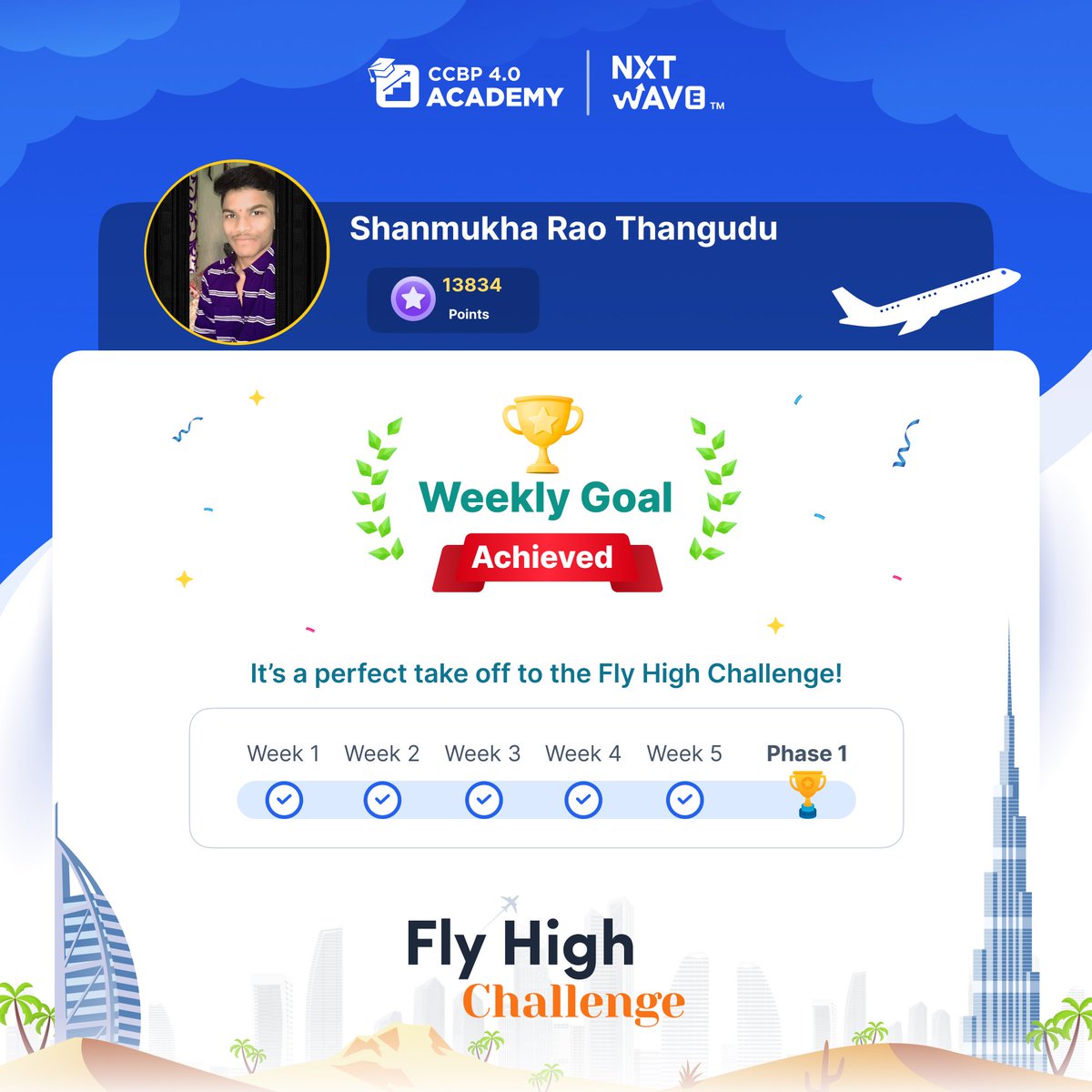 shanmukharao46's tweet photo. Hurrey! 🥳🥳🥳🥳🥳
I completed my phase 1 in the #nxtwave #flyhigh #challenge . @rahulattuluri #ccbp #ccbp_tech https://t.co/4OuWr5qFgg