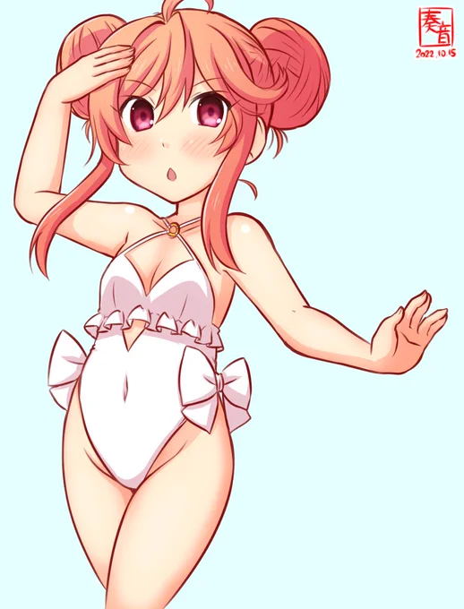 「抜錨でぇす! びしっ!」#艦これ版真剣お絵描き60分一本勝負_20221015#卯月 