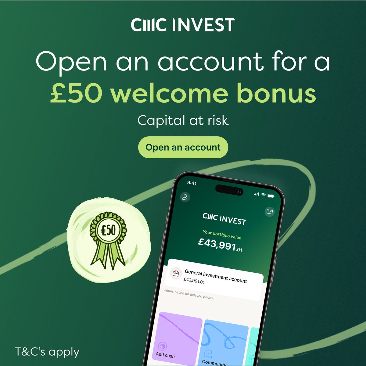 CMCInvestUK's tweet photo. Open an account with CMC Invest and you'll get a £50 welcome bonus to get you up and running. 

Open an account today.

T&amp;Cs apply. Capital at risk.