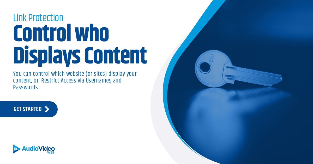 Avwebstreaming's tweet image. Secure the links for your next Live Webcast. Stream with confidence that your content is accessible from the websites of your choice.

audiovideoweb.com/features-link-…