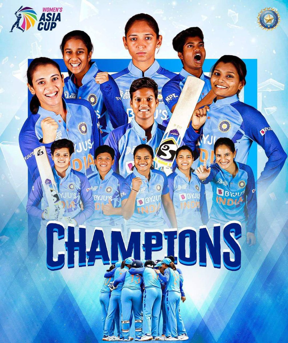Congratulations to our #WomenInBlue for winning the #AsiaCupWomen yet again. A superlative , all - round team effort. Very well done CHAMPIONS 👏👏
#AsiaCup2022Final #AsiaCupT20 @BCCIWomen 
🇮🇳🇮🇳🇮🇳🇮🇳🇮🇳🇮🇳🇮🇳🇮🇳🇮🇳🇮🇳🇮🇳