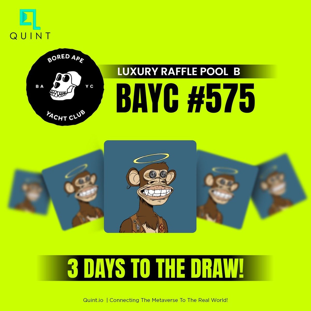 projectquint's tweet photo. Our Luxury Raffle Pool draw to choose the winner of the #BAYC #575 is transparent and on-chain.
Check out how we're doing it: https://t.co/JFXHjEAvqP
#NFT #Quint #Quinter https://t.co/BvWECguT0W