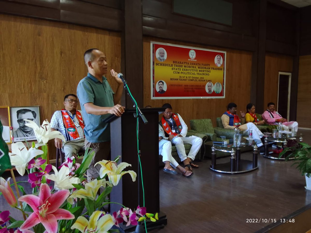 Fionasailo's tweet photo. #Mizoram #BJP ST Morcha's 2 days Executive Meeting & Political Training was concluded today at #Beraw Tourist Complex. The program was graced by Shri Samir Oroan MP, National ST Morcha President
Shri Uttara Devarmand, Shri Rakesh Baskar & @ChangsanHen
@hmuakabjp
@sambitswaraj https://t.co/H9t79TmAWz