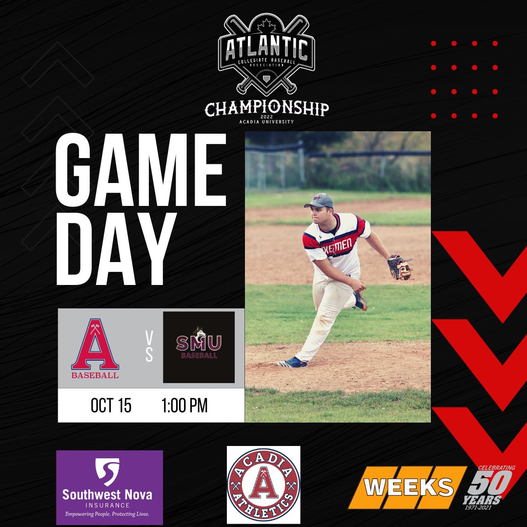 ACBA CHAMPIONSHIP 

Today is a Due or Die situation as both Acadia and SMU dropped game one of their play yesterday.

Come on out to the ballpark to support your Axemen for their Game at 1pm!

Games can also be followed live on our Facebook page we will be having a live stream!