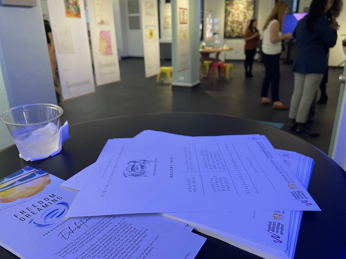 TCDigitalFuture's tweet image. Missed the gallery talk &amp;amp; art making activity this week? You can still visit the Freedom Dream for Educational Justice exhibition — view art created by educators &amp;amp; k12 students, share your own education dreams, &amp;amp; leave a message for the artists. Exhibition open til Oct. 27.