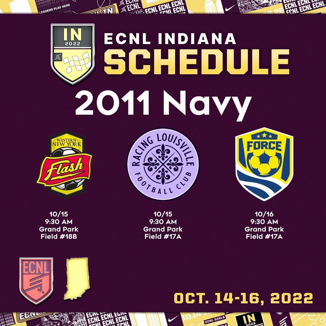 And for the final schedules of the weekend, the U12 Navy and Green programs! 

#ECNLIN <a href="/ecnlgirls/">ECNL Girls</a>