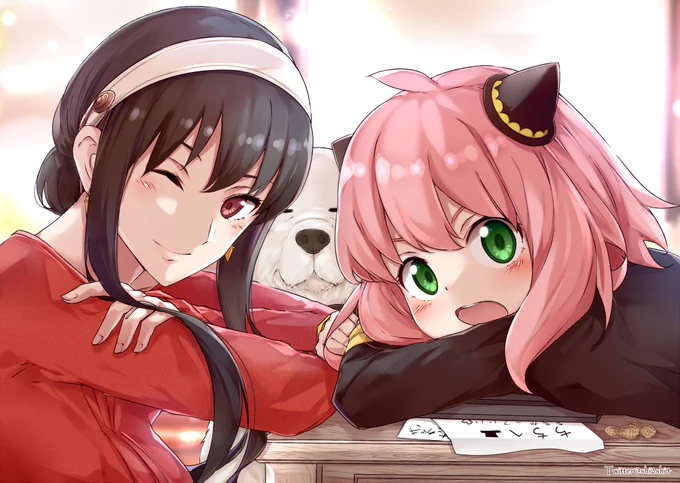 アーニャとヨルさん、ボンドも描き描き#SPY_FAMILY 