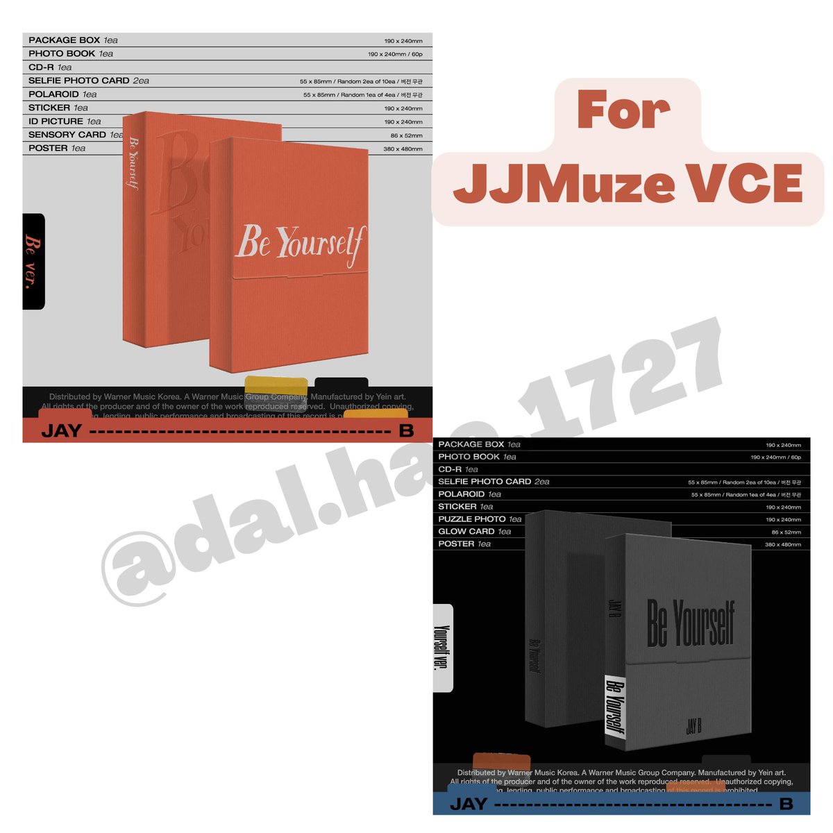 dalhae1727's tweet photo. Limited #JayB's Be Yourself album via JJMuze (for VCE)

Prices:
550-650 PHP/album
1,000-1,300 PHP/set
DOO: Oct 19/PAYO
NETA (November - December
Form: https://t.co/1s7KhJOToj

#PHGO #GOT7 #재범 #JAYB_BeYourself https://t.co/OYueouTAko
