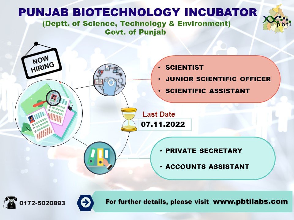 We are ecstatic to expand our team. Come Join <a href="/pbti_dst/">Punjab Biotechnology Incubator(PBTI)</a>