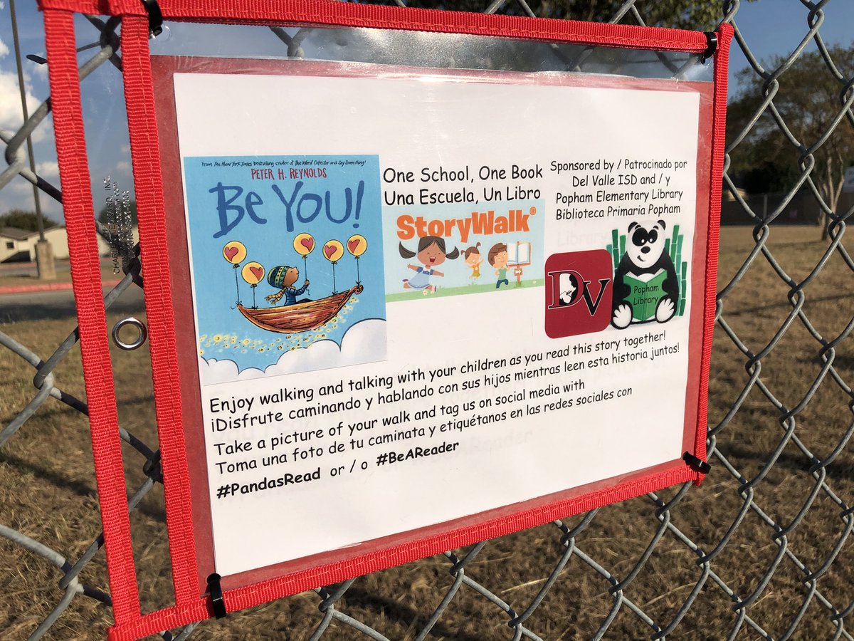 PophamLibrary's tweet photo. @DVISD_PES One School, One Book Story Walk at Apperson and Proud Panda. Come enjoy walking and reading over Fall Break! #PandasRead #BeAReader https://t.co/pEvPbdcQFj