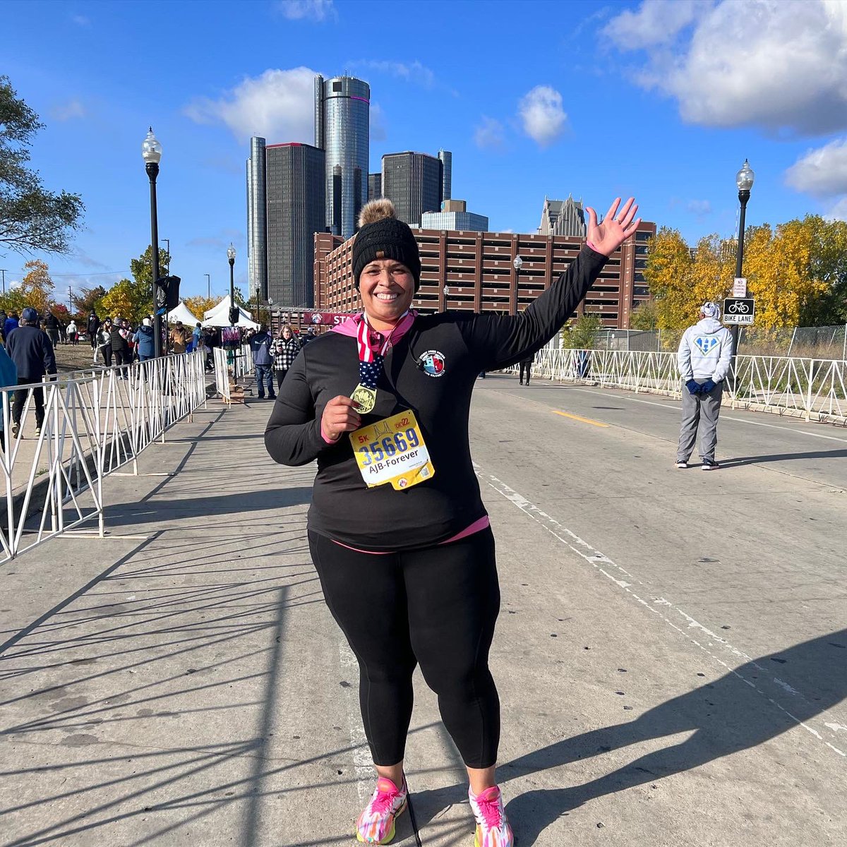 RevSherisse's tweet photo. “But SHE who waits upon the Lord shall renew HER strength; SHE shall mount up with wings as eagles; SHE shall run, and not be weary; and SHE shall walk, and not faint” (Isa. 40:31)

In honor of my grandmother, I ran. 
#healthywellstrong #detroitfreepress #5k #ajbforever https://t.co/GZOkOR4dzR