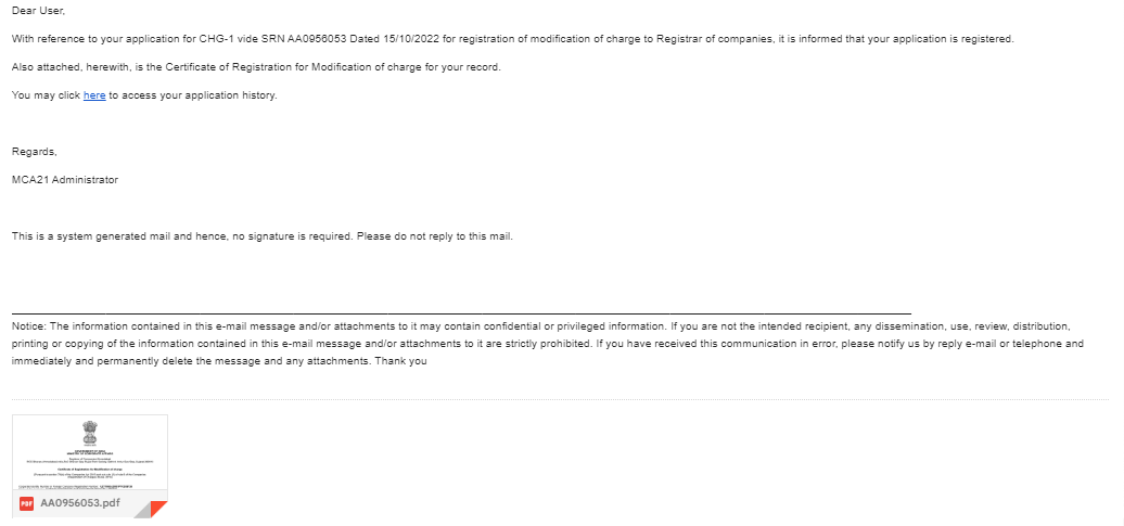 cskishan09's tweet photo. Seems like #MCAv3 portal is getting stable. 

Filed a form #CHG1, did the #UPI payment &amp; also got the certificate of charge within 30 minutes (which is still more than time taken by #MCAv2)

#ChargeRegistration #ROCfilings https://t.co/WdvQEi8nrv