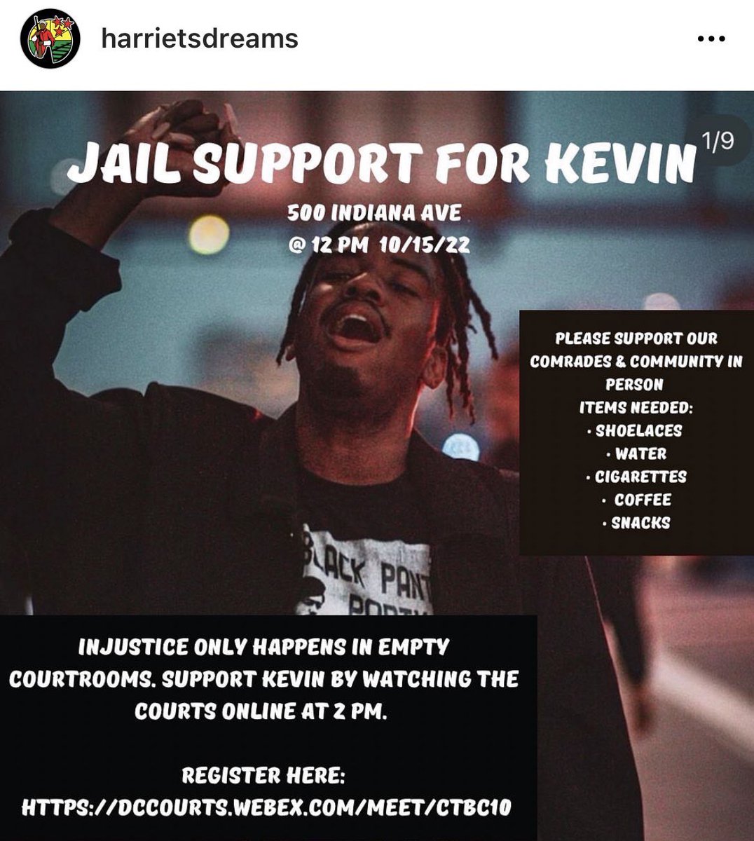 ShutDown_DC's tweet photo. Join us in meeting @HarrietsDreams at 500 Indiana Ave, 12:00 PM today, 10/15/22, to support local activist and friend Kevin, arrested yesterday and held overnight by MPD. https://t.co/5l9TgH0eho