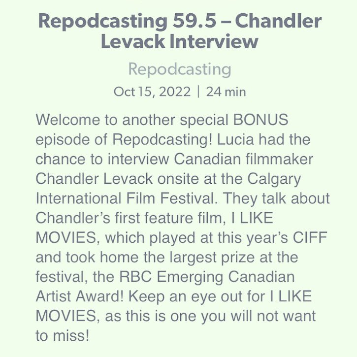 Repodcasting's tweet photo. Spend your weekend with #Repodcasting! Our special bonus episode this month features an interview with @clevack, recorded on site at @ciffcalgary
.
.
Repodcasting is part of @albertapodnet. Locally grown. Community supported. https://t.co/qu0LQEwRje
