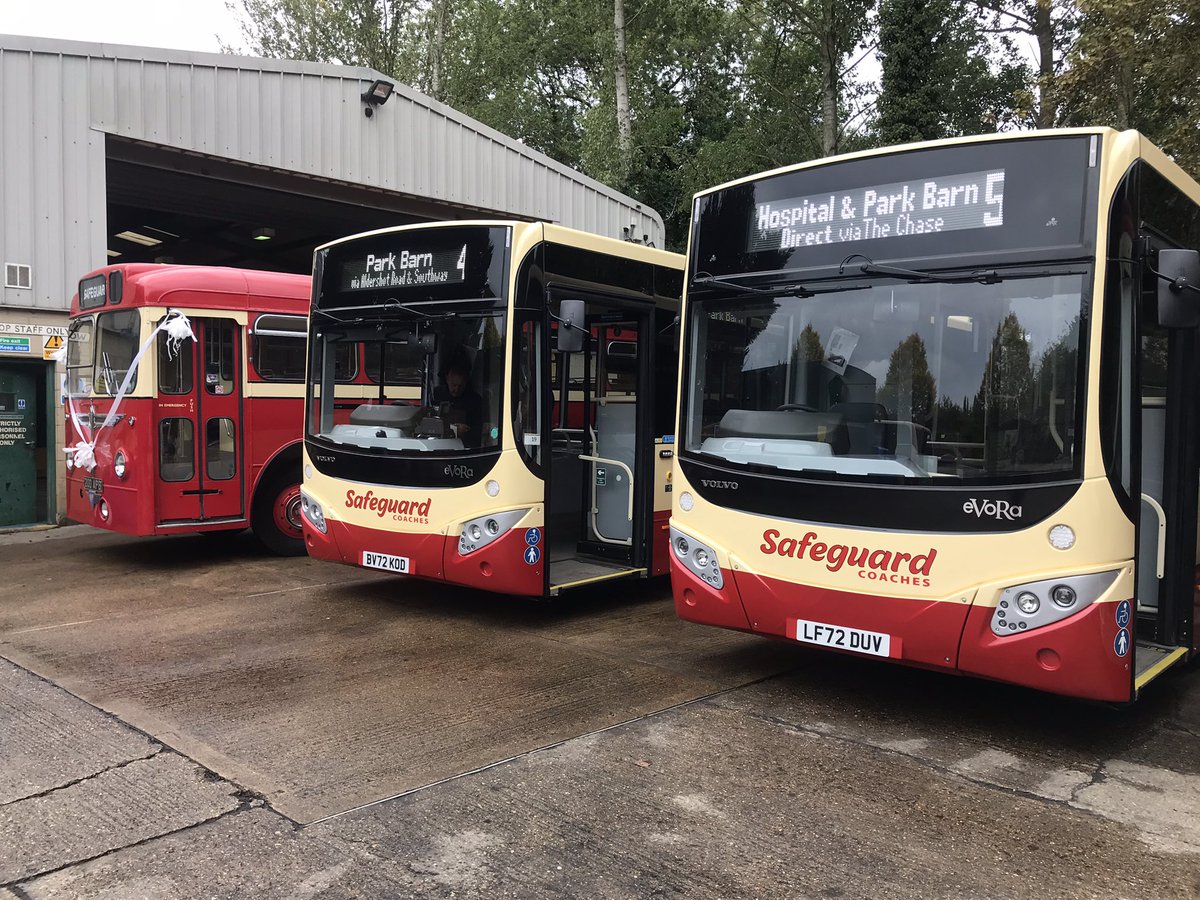 First picture of LF72DUV (delivered 13 October) with sister BV72KOD and grandmother 200APB, Safeguard House Guildford