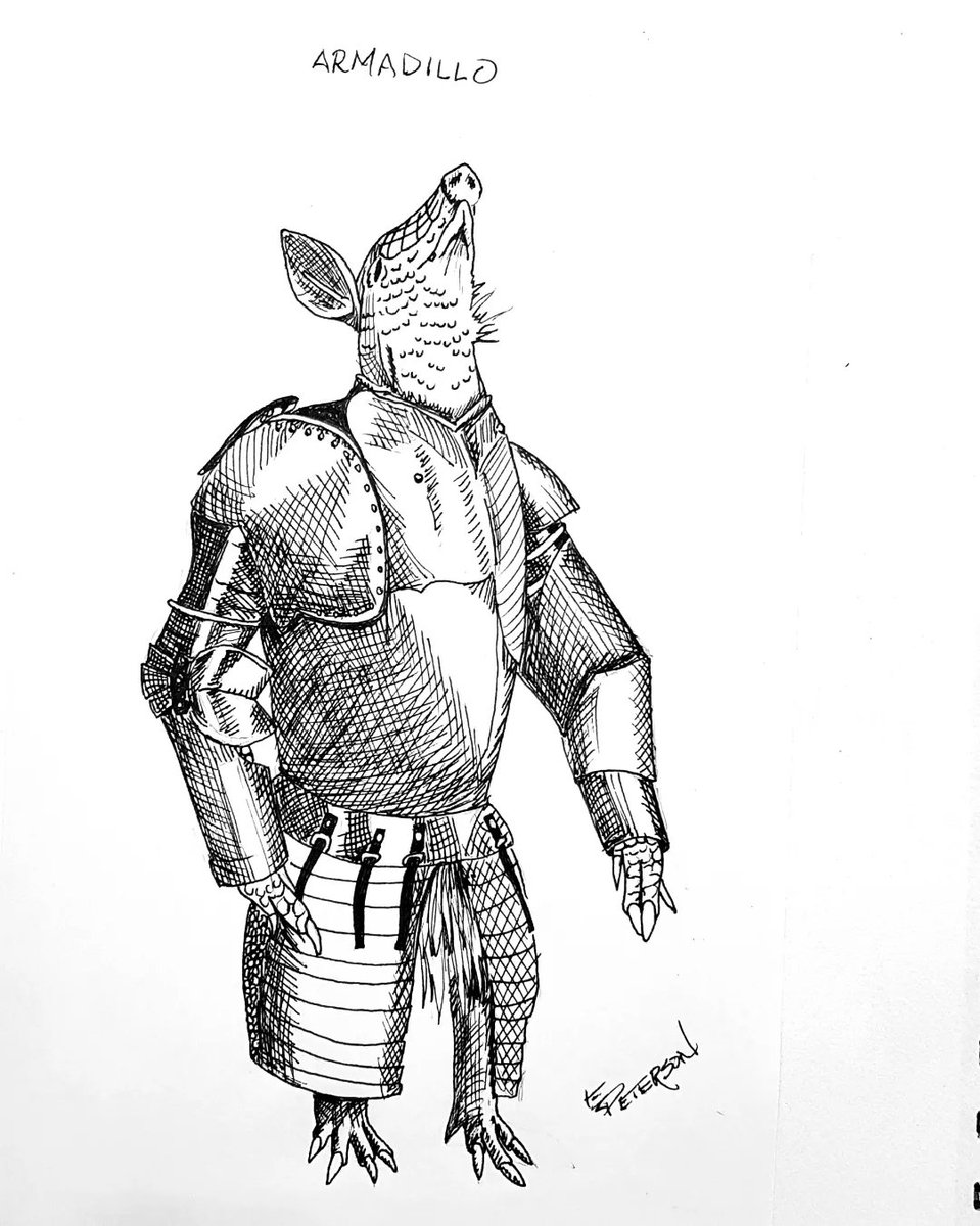 I quite like this little armoured-dillo so he's getting his own post. #inktober2022 #armadillo
