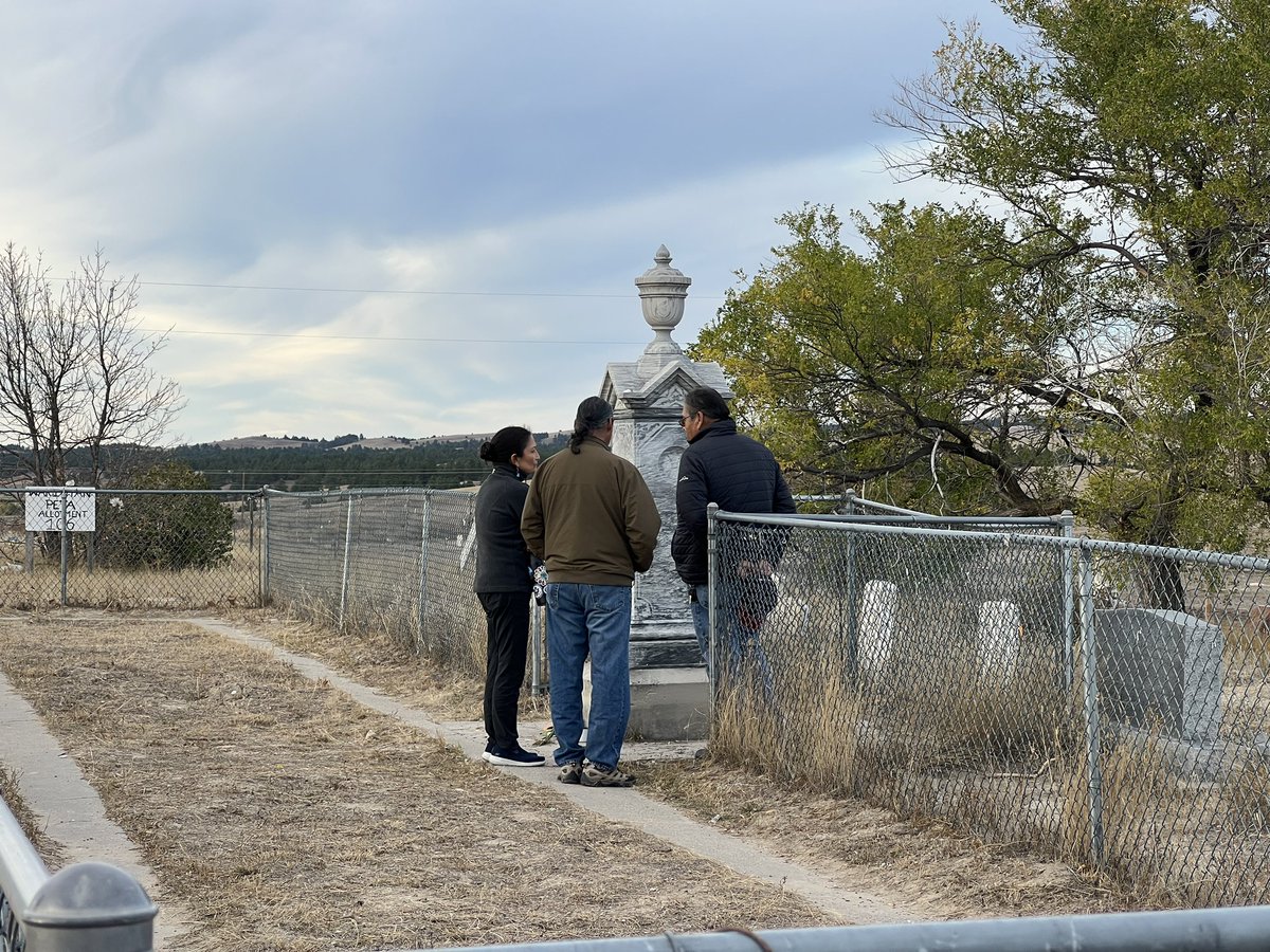 SecDebHaaland's tweet photo. The hallowed ground at Wounded Knee Memorial is a somber reminder of the dark pages in Americaβs history books. I was honored to join with community members who live with the trauma of that tragedy and pay respect to those who were unjustly killed here. https://t.co/FpZupjBg6i
