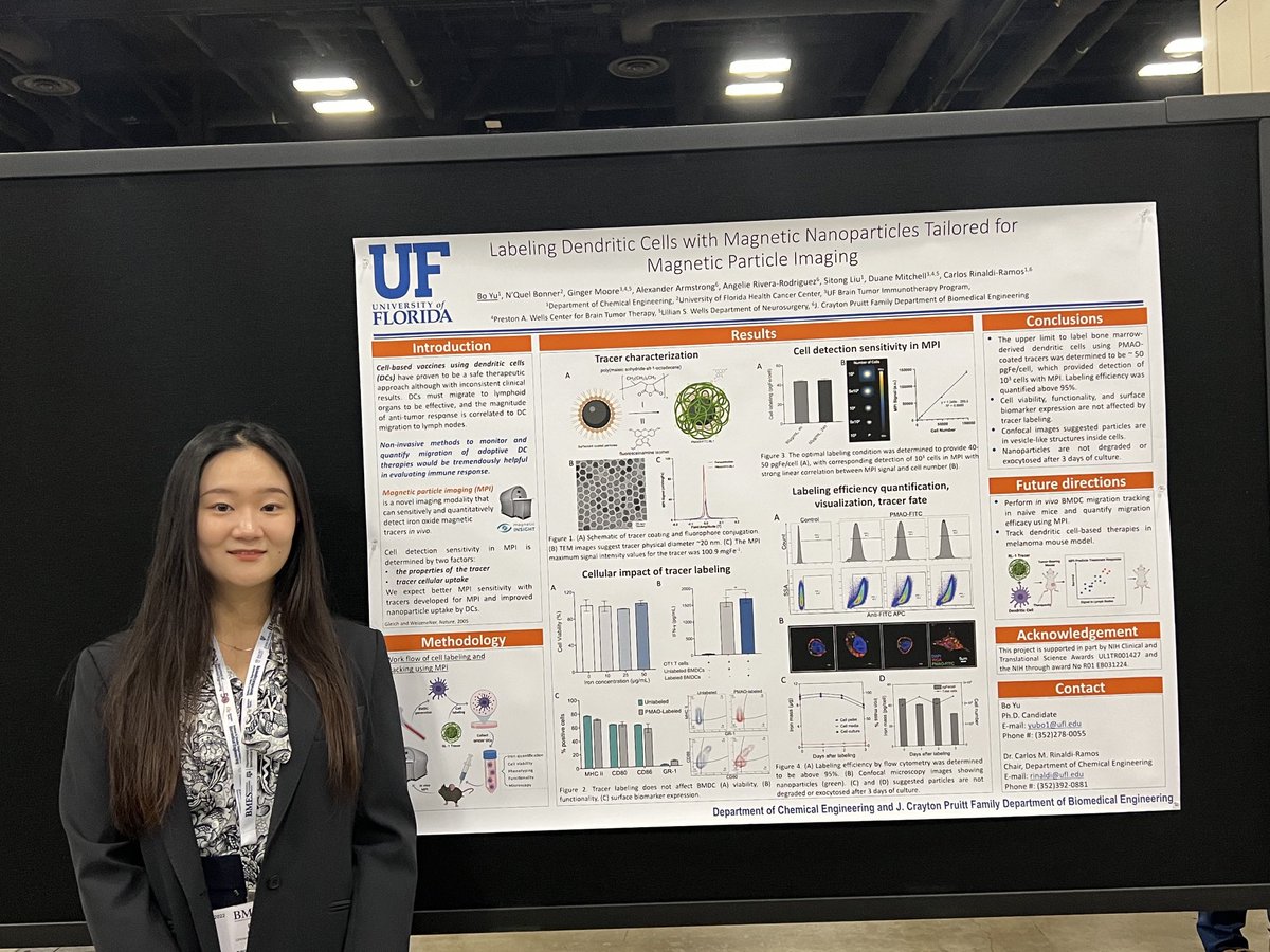 UFBME's tweet photo. Bo Yu presenting her work on dendritic cell tracking using MPI. ⁦@CRinaldi_UF⁩ #BMES2022 https://t.co/vHjfZ2Ucfs