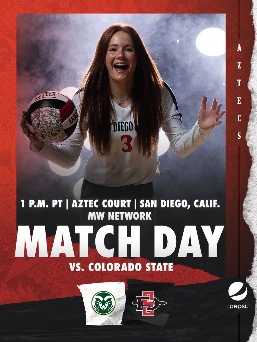 AztecVB's tweet photo. IT’S MATCH DAY!!
We're celebrating the 50th anniversary of Title IX!
🆚 Colorado State
🕐 1 p.m. PT
🏟️ Aztec Court at Peterson Gym
💻 MW Network: https://t.co/lRacJ4tvfv
📊 Live Stats: https://t.co/F0inIls3LL
🎟️ Tickets: https://t.co/qaRdqLbwhK
#GoAztecs #SDSUTitleIX50 https://t.co/0LCP6HGjLM