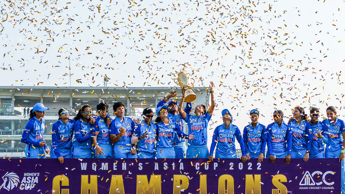 iammiten's tweet photo. Congratulations @BCCIWomen on winning the Asia Cup...Hope the jinx is broken and @BCCI  will also get the @T20WorldCup home this year 🇮🇳🤞🏆👍 https://t.co/13DE05HFDt
