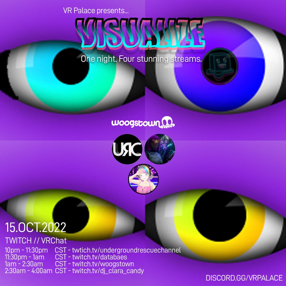 URCBeats's tweet photo. TONIGHT starting at 10:00 PM CST
https://t.co/lWr5k0Lb5V
https://t.co/XJ3phqvvo8
https://t.co/ZenIJ2ilWZ
https://t.co/KJbmqvpJaY
https://t.co/YWekSlD7cx
#URC #undergroundrescuechannel #URCBeats #DJDragon #YEG #VR #VRPalace #DataBaes #Woogstown #DJClaraCandy #Visualize #Twitch https://t.co/EEW7Lo6xKL