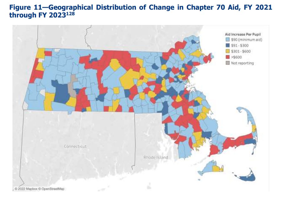 TracyNovick's tweet photo. This map from the @MassAuditor's report is fascinating, not only because hey, Student Opportunity Act! but because we rarely see maps of the school *districts* in Massachusetts on a map. #MAedu https://t.co/iQVSrGXwlk
