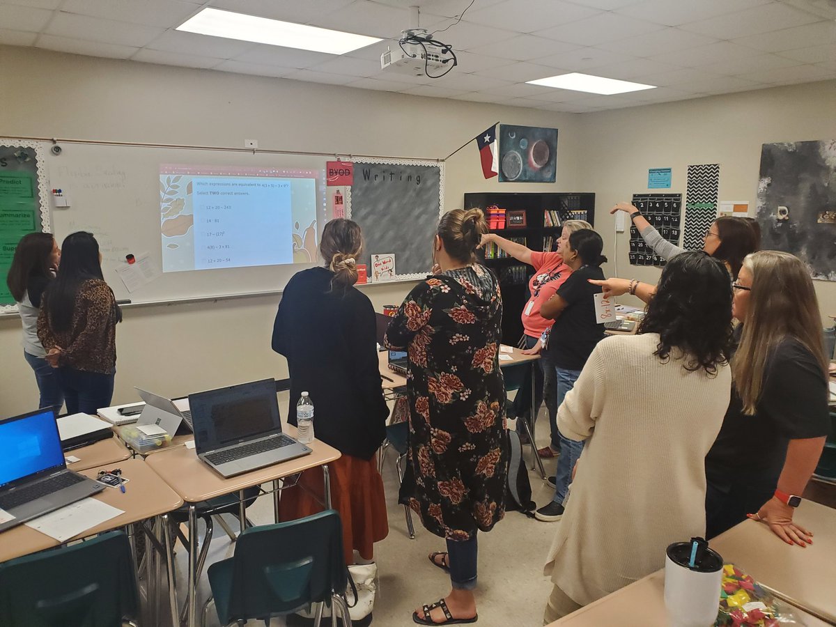 BeatyNH1920's tweet photo. G5APA math teachers sampling the new activities added to the curriculum using flexible computational strategies.@AlvinISD_Math https://t.co/6jD91g6ZHR