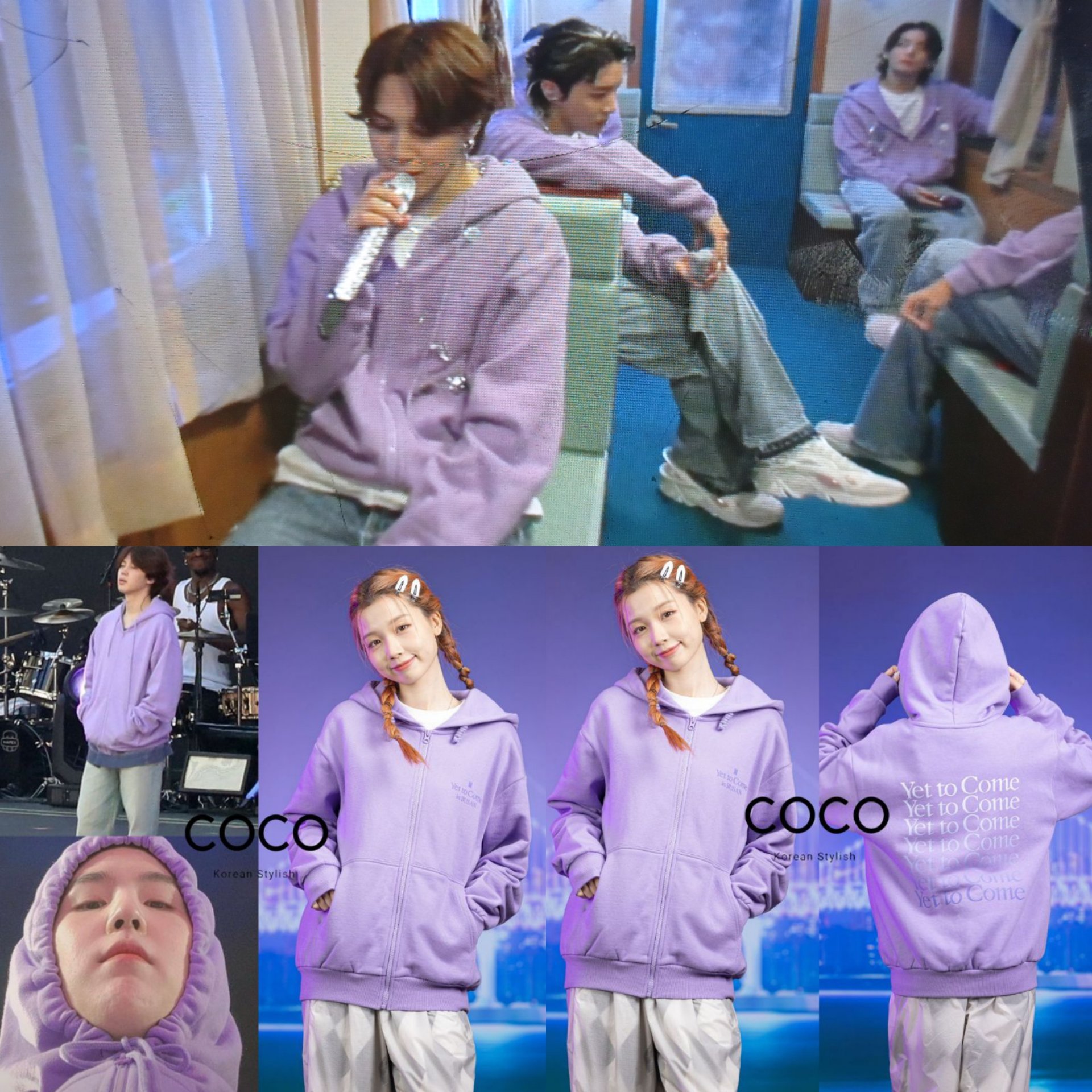 中古衣類 BTS(防弾少年団) ジップアップフーディー(パーカー) ラベンダー XLサイズ 「Yet To