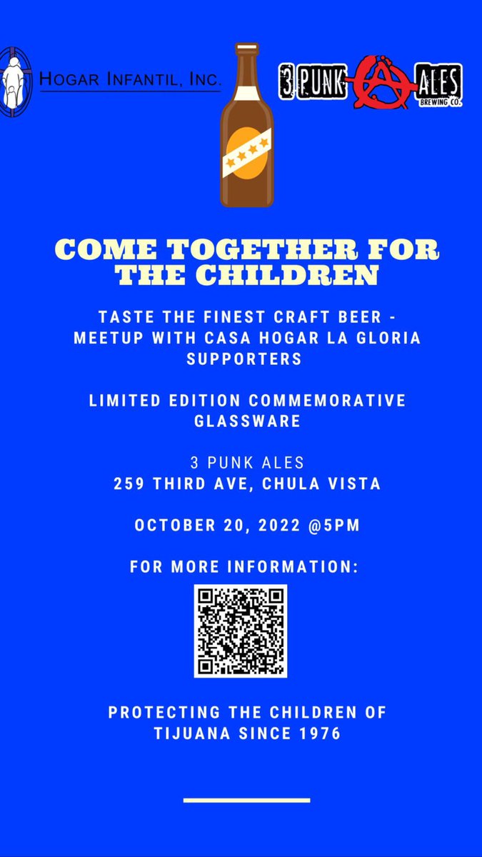 Join us at 3PunkAles for a pint and help support the vulnerable children of Casa Hogar La Gloria!
