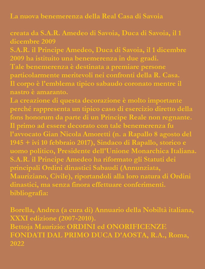 annuarionobilta's tweet photo. La nuova #benemerenza della #RealCasadiSavoia
creata da S.A.R. #AmedeodiSavoia, Duca di #Savoia, il 1 dicembre 2009. #faleristica #AnnuarioDellaNobiltàItaliana https://t.co/zr8kYWrSTY