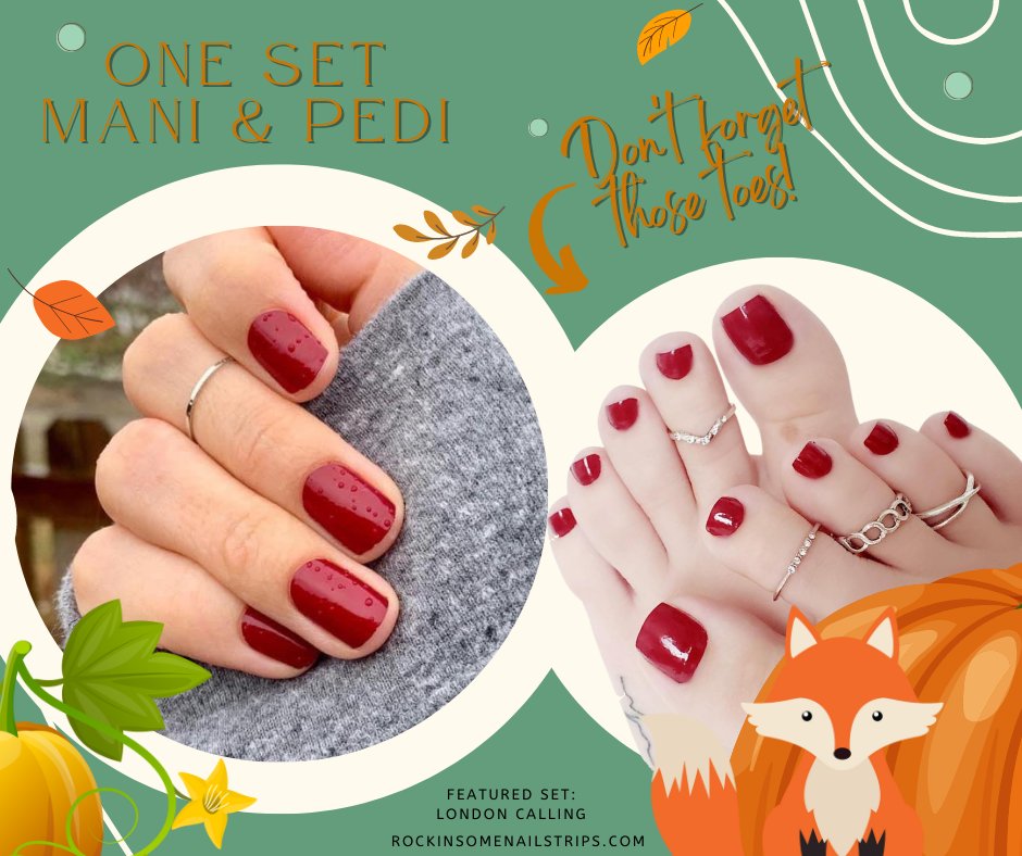DON'T FORGET THOSE TOES... ❤
So you know we have those awesome Pedi sets (psst...they work on fingers too) - BUT - Did you know our Mani sets will work on them toes too...😳??  You can get a mani &amp; pedi out of any of the sets!🦶💅
Sh❤️p colors &amp; designs: rockinsomenailstrips.com