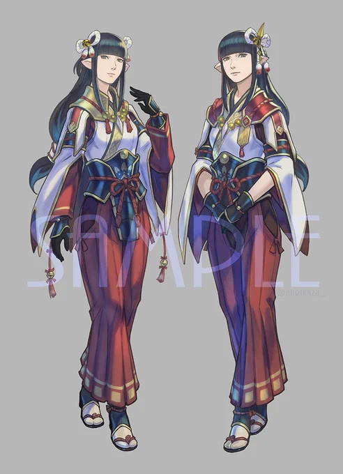 #MHサンブレイク×『塗 和也』コラボ絵。ヒノエ&ミノト嬢アクスタ用のキャラ単体絵は、集合絵バージョンから、さらに加筆更新して専用絵として仕上げてます。受注予約生産受付は10/16まで  
