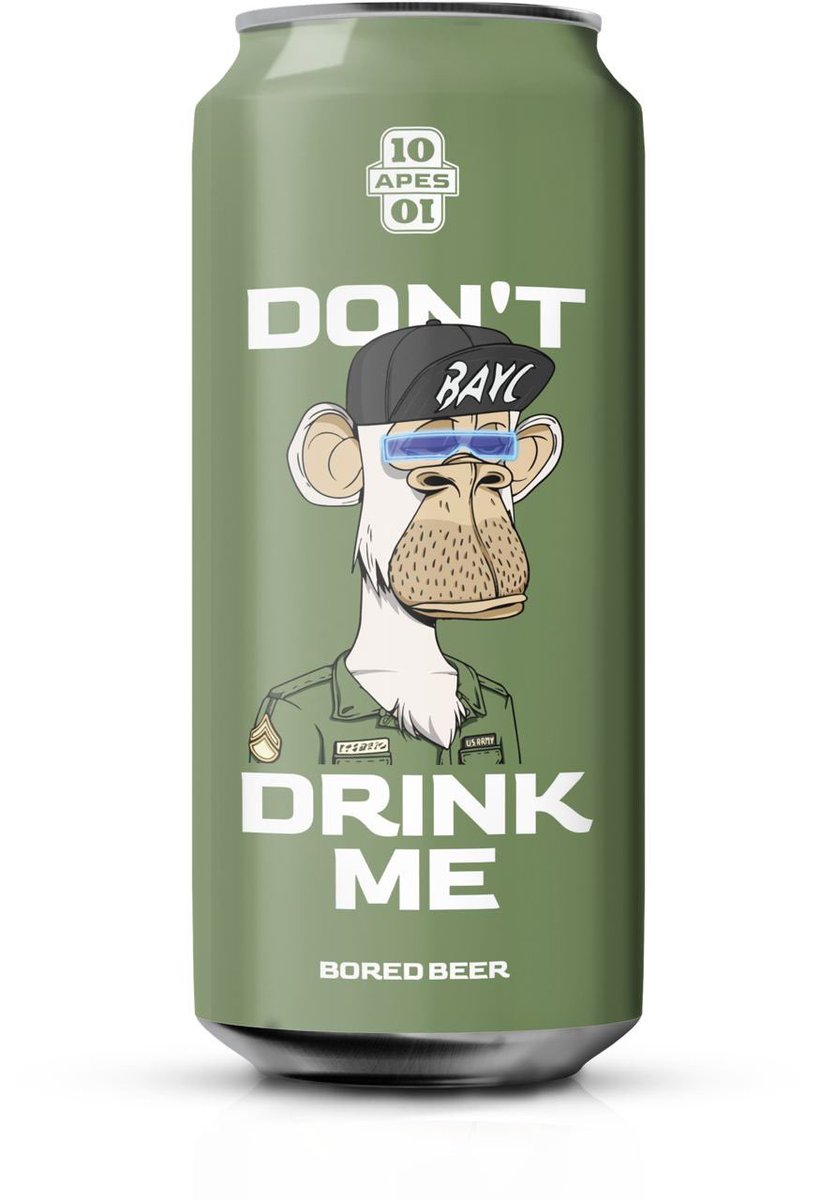 GM!👀
This is 10APES Bored Beer. 
WAGMI! <a href="/BoredApeYC/">Bored Ape Yacht Club 🍌</a>