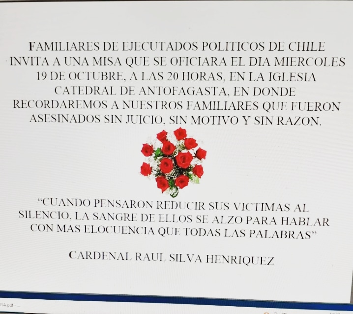 Doris_NavarroF's tweet photo. Misa por los 14 Comp. Ejecutados en la quebrada el way!!#Antofagasta https://t.co/11y03QbNeb