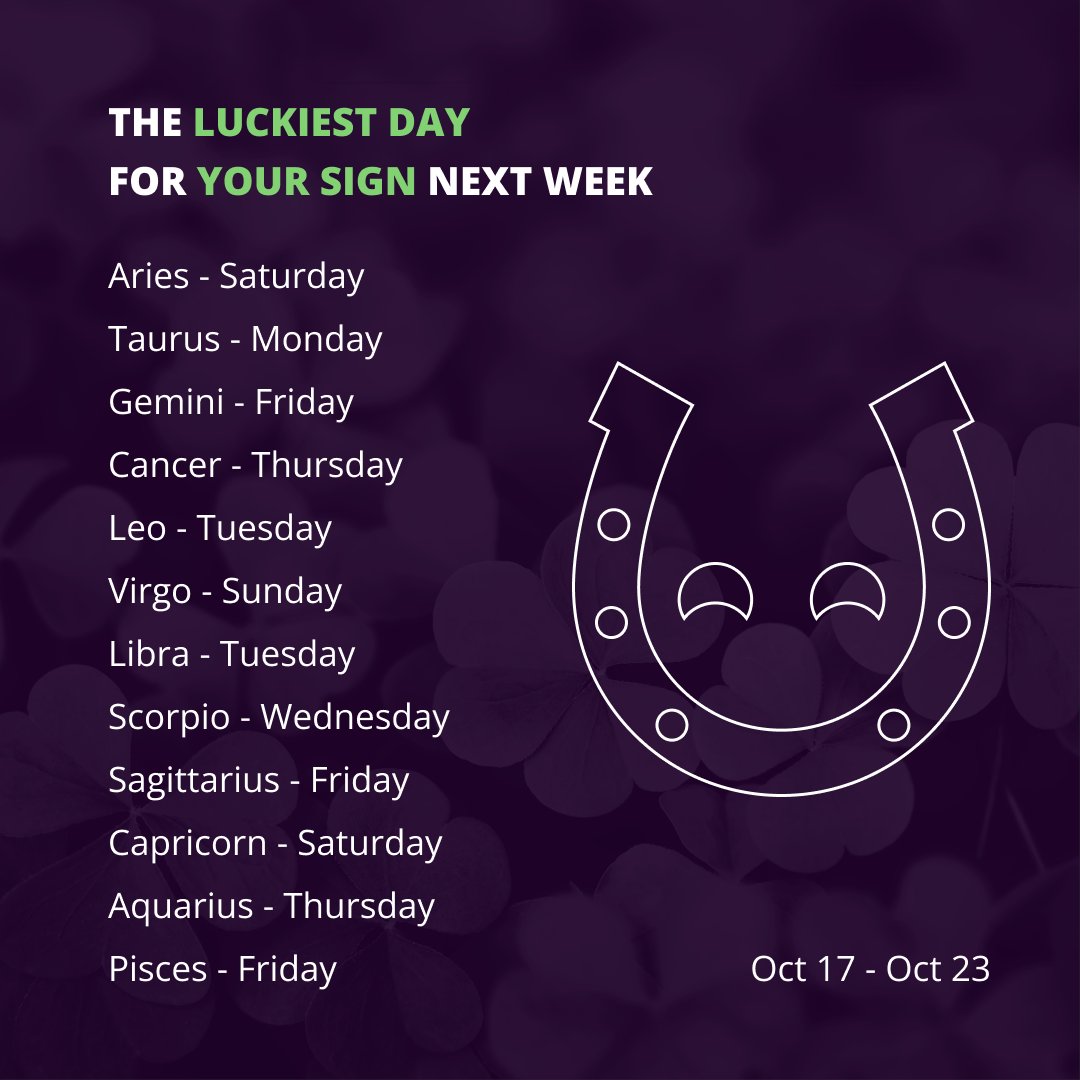 EverydayHoro's tweet photo. What will be the luckiest day for your sign next week? 🤞 https://t.co/nbZMANNYch