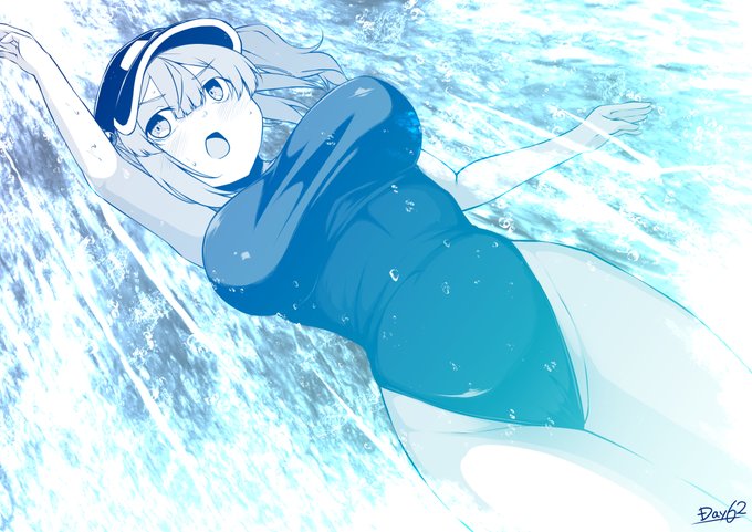 #100日チャレンジ #河城にとり
62日目のにとりさんです。おっぱい背泳ぎ。 