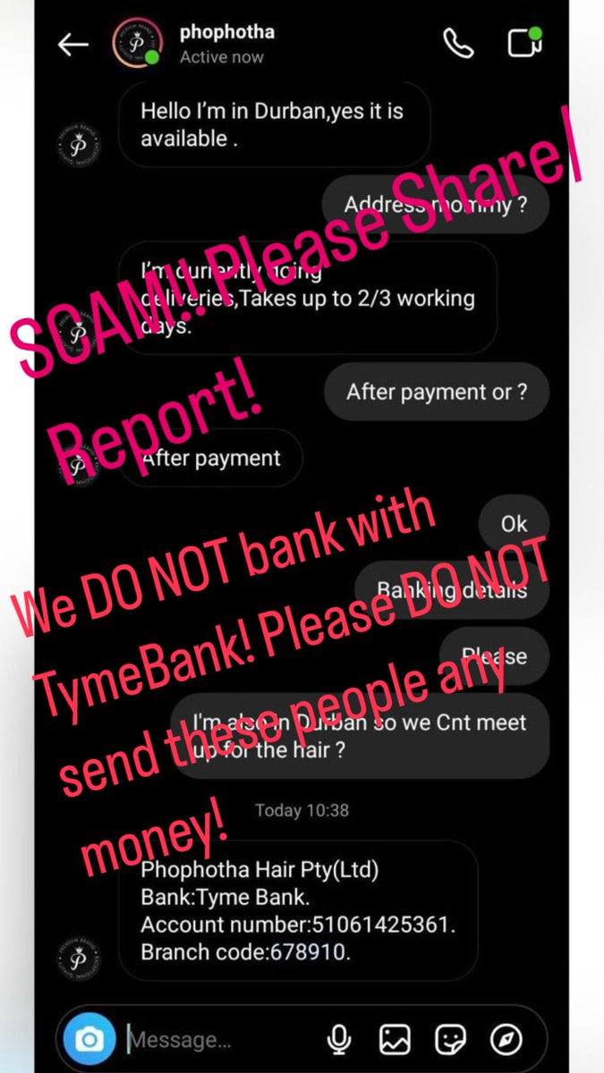 Hi Everyone 
Please DO NOT send any money to the PHOPHOTHA Instagram Account. 
It is a scam our Instagram page was hacked! 
Please kindly share for awareness and report the page!