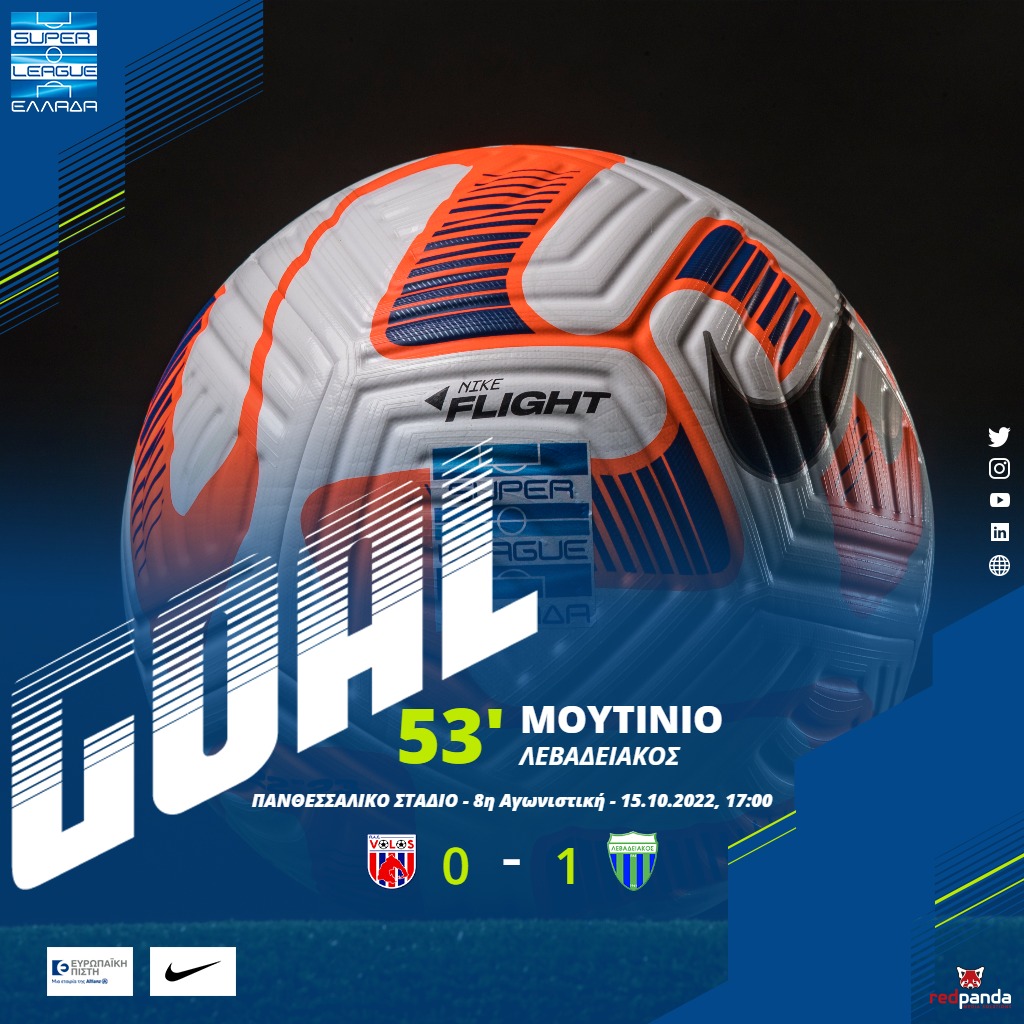 Super_League_GR's tweet photo. O Λεβαδειακός ανοίγει το σκορ με απευθείας εκτέλεση φάουλ του Μουτίνιο στο 53'
➡️ https://t.co/JSO5M014RE
#slgr #matchday8 #vollev #Volosfc #Levadiakos #Football https://t.co/aL9qn81w7s