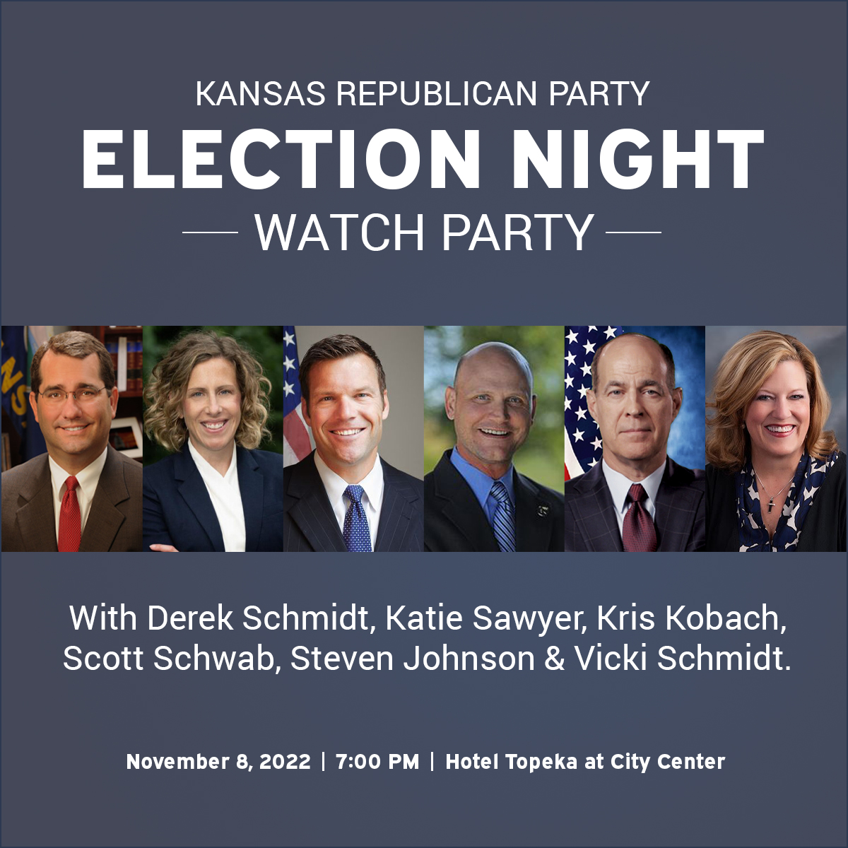 Join me at the Kansas GOP Election Night Watch Party in Topeka on November 8th! We'll celebrate victory with the Republican ticket at the Hotel Topeka at City Center at 7:00 pm. Tickets are available online through the Republican Party. #ksleg 
TICKETS: secure.winred.com/kansas-republi…