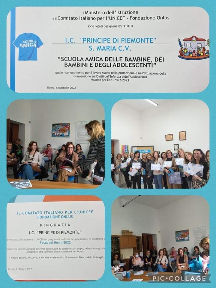 “SCUOLA AMICA DELLE BAMBINE,DEI BAMBINI E DEGLI ADOLESCENTI “Riconoscimento per il lavoro svolto nell’ attuazione e nella promozione  della Convenzione sui diritti dell ‘ Infanzia e dell ‘Adolescenza .