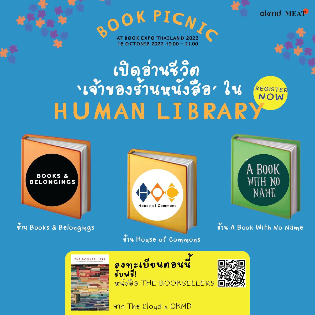 we_meat's tweet photo. ส่วน Human Library กับเจ้าของร้านหนังสืออิสระ ลงทะเบียนล่วงหน้าได้ของที่ระลึกด้วยน้าาา มากันค่าา 🥳🥳🌈
👇🏻👇🏻👇🏻👇🏻
https://t.co/bzG5bdSWq9
#งานหนังสือ #มหกรรมหนังสือระดับชาติครั้งที่27
#BookExpoThailand2022
#มหกรรมหนังสือ2565
#QSNCC #BookFairTH https://t.co/pGUN02SISc