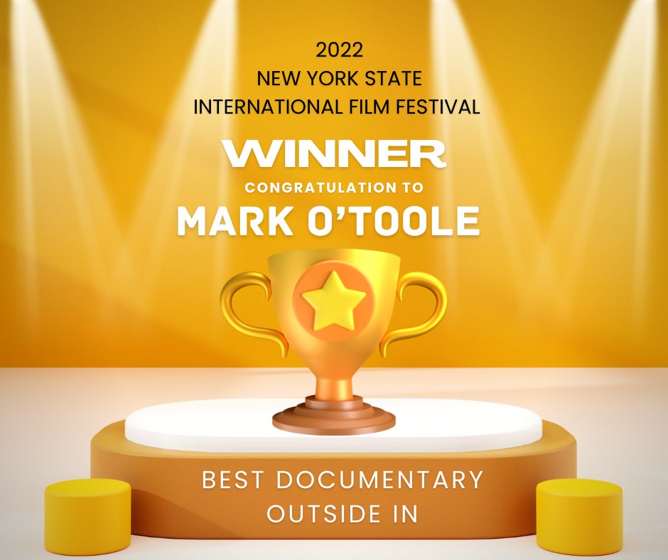 NYSIFILMFEST's tweet photo. Mark O’Toole won the Best Documentary with “Outside In” #nysiff #Filmmaker #FilmFestival #Documentary https://t.co/frnP1ZVHrz