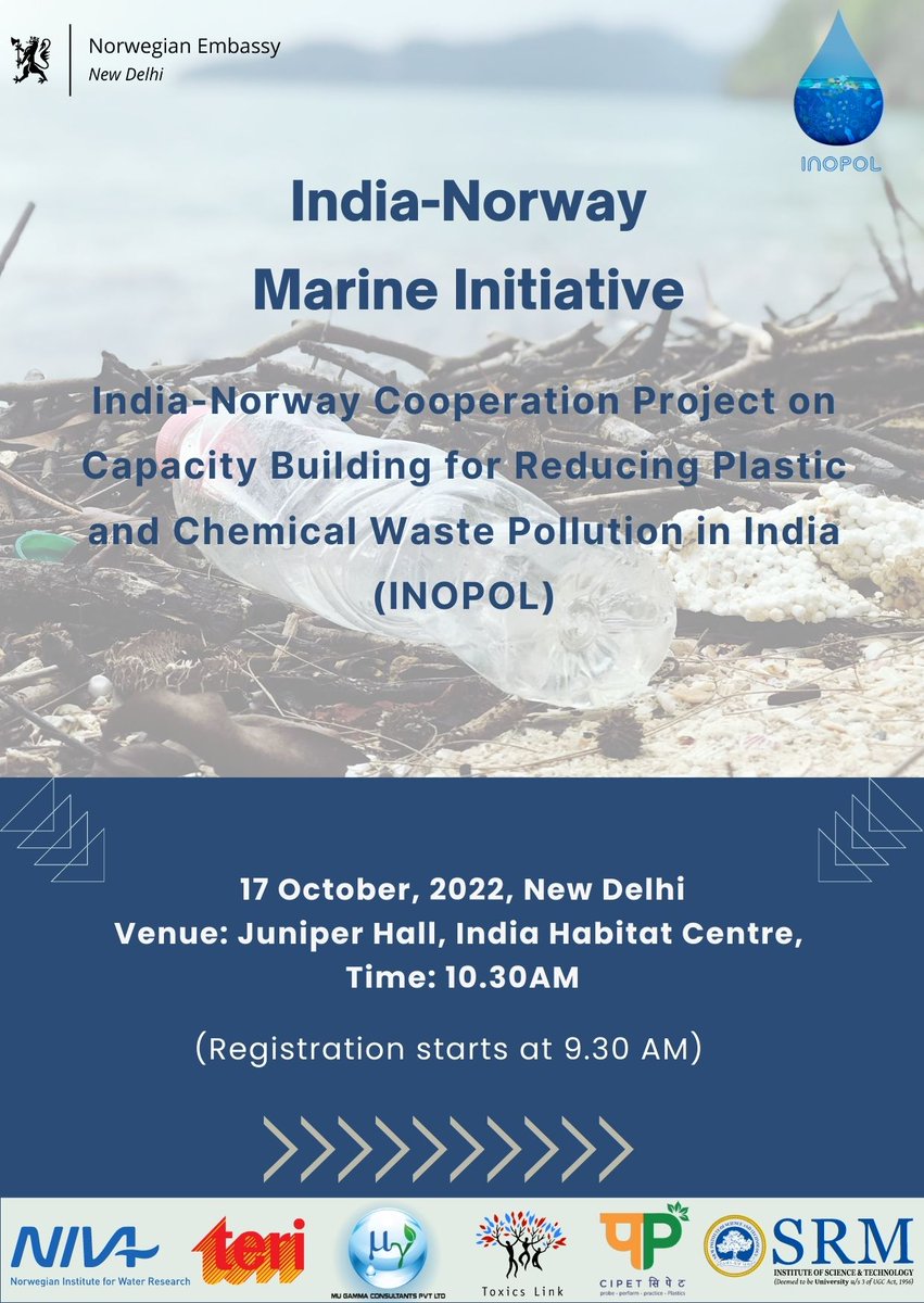 The Indo-Norwegian collaborative project titled `𝗜𝗻𝗱𝗶𝗮-𝗡𝗼𝗿𝘄𝗮𝘆 𝗰𝗼𝗼𝗽𝗲𝗿𝗮𝘁𝗶𝗼𝗻 𝗽𝗿𝗼𝗷𝗲𝗰𝘁 𝗼𝗻 𝗰𝗮𝗽𝗮𝗰𝗶𝘁𝘆 𝗯𝘂𝗶𝗹𝗱𝗶𝗻𝗴 𝗳𝗼𝗿 𝗿𝗲𝗱𝘂𝗰𝗶𝗻𝗴 𝗽𝗹𝗮𝘀𝘁𝗶𝗰 𝗮𝗻𝗱 𝗰𝗵𝗲𝗺𝗶𝗰𝗮𝗹 𝗽𝗼𝗹𝗹𝘂𝘁𝗶𝗼𝗻 𝗶𝗻 𝗜𝗻𝗱𝗶𝗮’ (INOPOL).