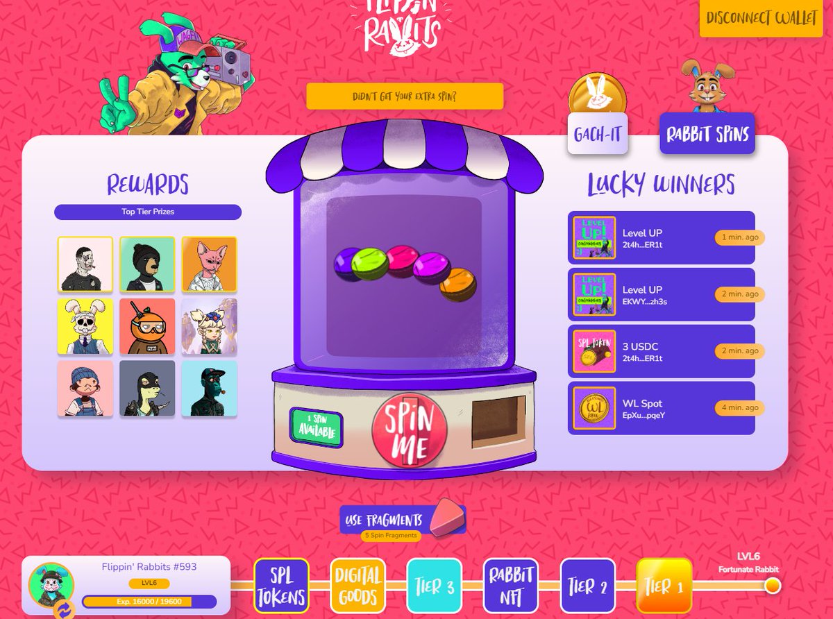 What Flippin' Rabbits have given its holders ↙️

✅ SPL tokens, SOL won from GACH, over $9,000 USD
✅ Free NFTs from GACH over 300
✅ Rev Share a total of $15,000 - 20,000 USD in 3 weeks
✅ Raffles &amp; NFT giveaways valuing up to 100 SOL

Flippin' always puts our holders first 🐰🍀