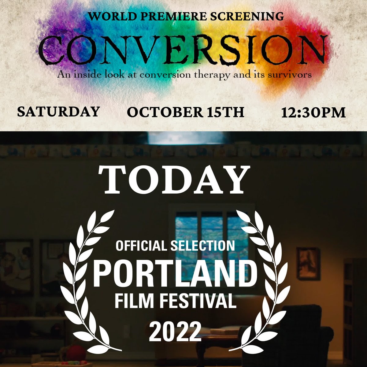 ConversionMovie's tweet photo. TODAY! The World Premiere Screening of 
CONVERSION! Tickets in bio
.
A story of strength and hope, CONVERSION follows five survivors as they shed light on the secretive and often deadly practice of conversion therapy. 

#Lgtbq #Portland #Oregon #Portlandfilmfest #PDX https://t.co/baf5qSgmH4