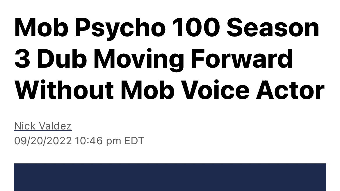 Mob Psycho 100 Season 3 Dub Moving Forward Without Mob Voice Actor