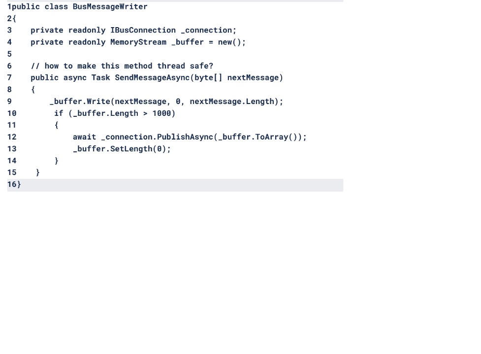 abhishek_panc's tweet image. Before and After Thread Safe in Async and Await C#
You can use SemaphoreSlim as an Deadlock avoiding techniques in Async operations which is an alternate to lock technique in Synchronous programming.
#Csharp #Asynchronousprogramming #ThreadSafe