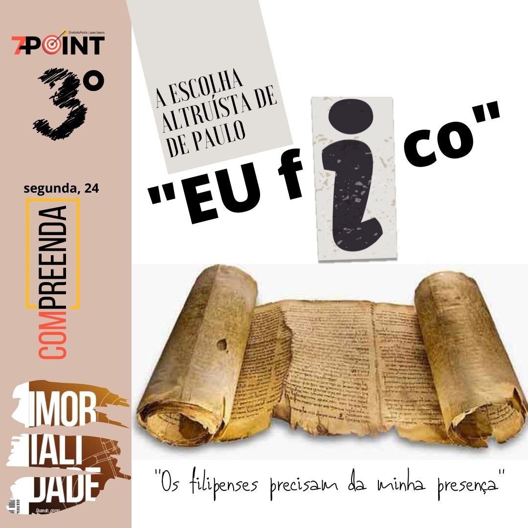 prwalmeida's tweet photo. #7Point - Lição #ParaJovens
Paulo enfrentava um dilema: O que seria melhor?
- Mesmo conhecendo a melhor, ele escolheu a "pior": concluiu que permanecer na carne era mais necessário naquele momento (Fp 1:24-25).
#Compreenda: foi lucro... Mas numa outra perspectiva.
Você ficaria? https://t.co/cPYnKk6kRx